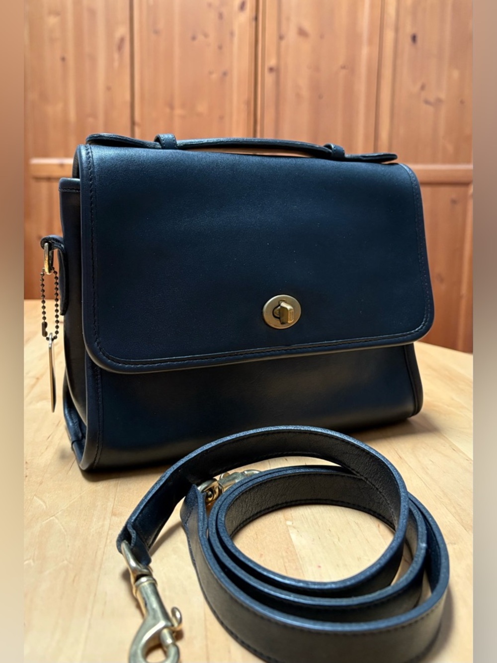 80s Water Resistant Vintage Coach Court Top Handle Satchel Bag 9870 Black